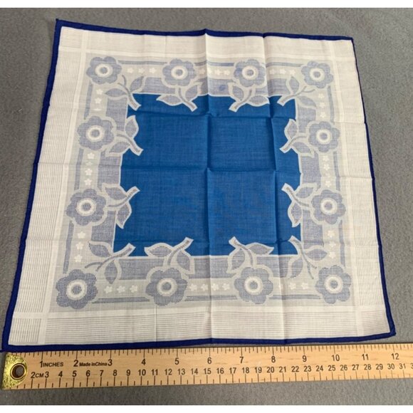 Vintage Handkerchief Collection Set of 5 Red & Blue Prints Retro Charm - Picture 6 of 7